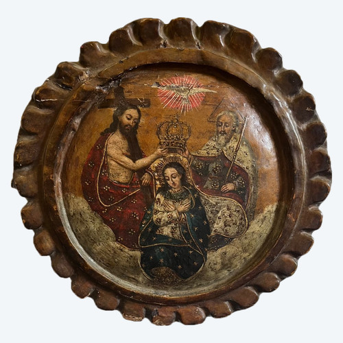 Gemälde – Öl auf Holz – Jungfrau – Schule von Cuzco – Peru – 18. Jahrhundert