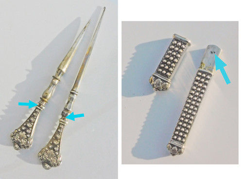 Sewing Kit Solid Silver Oak Decor Embroidery Scissors Case Needles Awl Bobbin