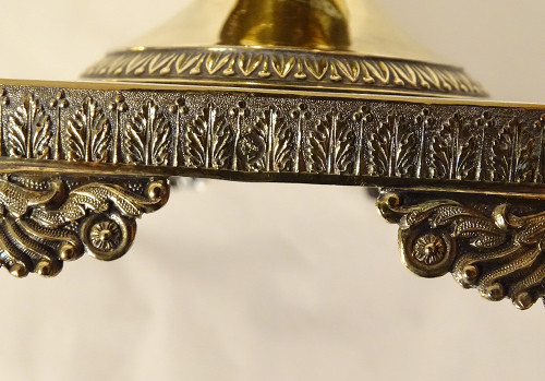 Zuccheriera Restauro argento vermeil Vecchio uomo palmette fiori cristallo XIX secolo