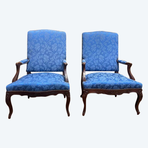 Pair of Louis XV cabriolet armchairs - Regency
