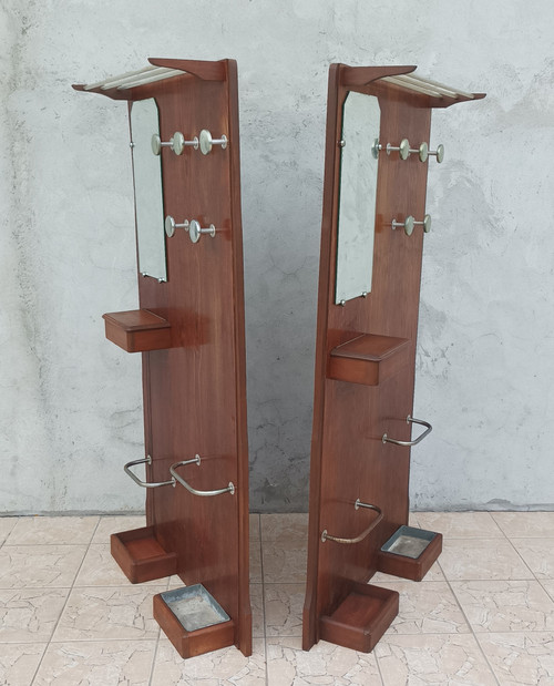 Wandgarderoben, Paar Vintage-Garderoben aus Eiche