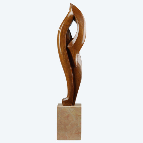 Abstrakte Holzskulptur signiert Michel Couqueberg