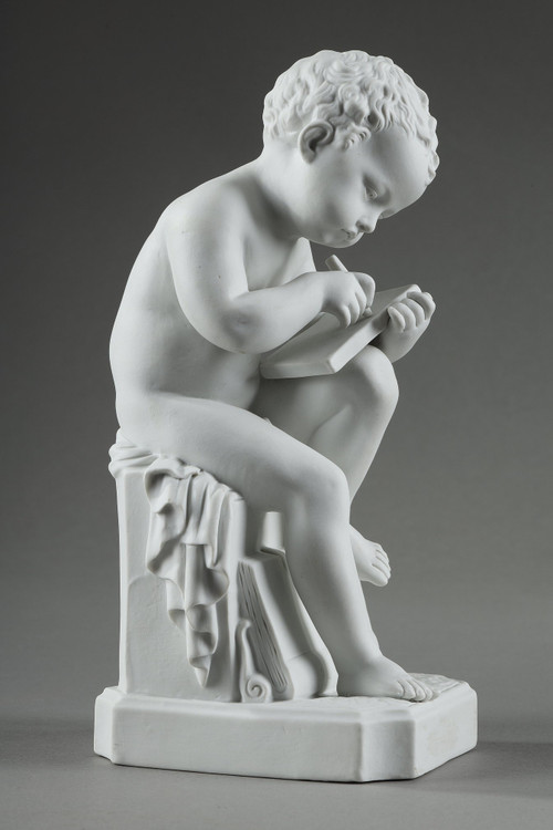 TWO SUBJECTS AT BISCUIT REPRESENTING THE CHILD READING AND THE CHILD DRAWING