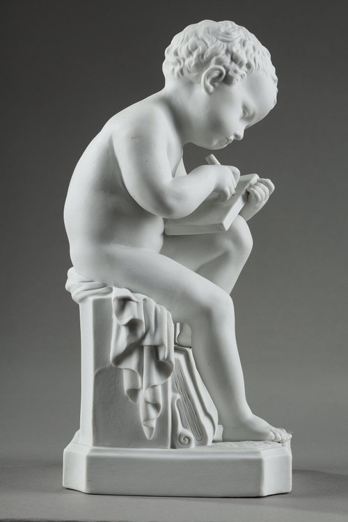 TWO SUBJECTS AT BISCUIT REPRESENTING THE CHILD READING AND THE CHILD DRAWING