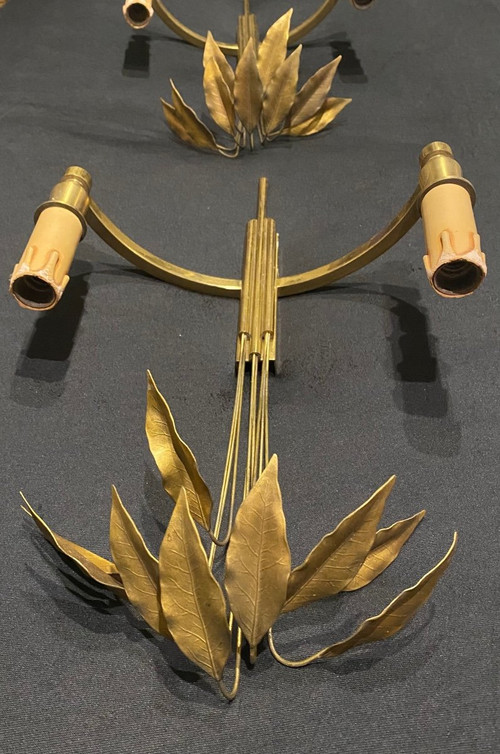 Paire D’appliques (2 feux) - Modèle Aux Lauriers - Maison Charles - France - XX ème