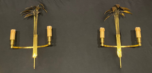 Paire D’appliques (2 feux) - Modèle Aux Lauriers - Maison Charles - France - XX ème