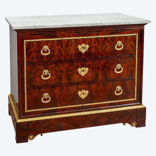 Antique French Charles X chest of drawers, 19th century.