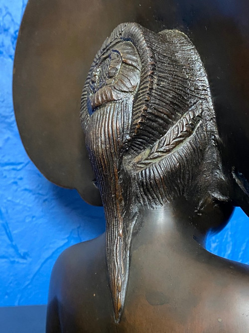 Scultura in bronzo - Busto balinese - Bien Hoa - Vietnam - XX secolo