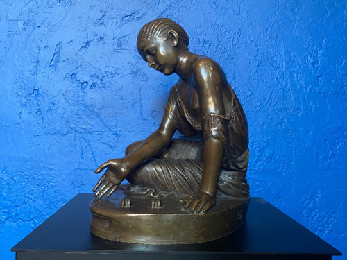 Scultura in bronzo - Suonatore di astragali - Gg/susse - Francia - XIX secolo