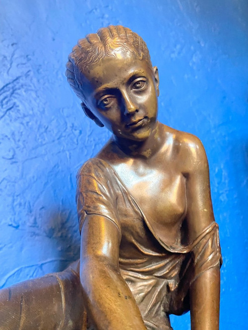 Scultura in bronzo - Suonatore di astragali - Gg/susse - Francia - XIX secolo