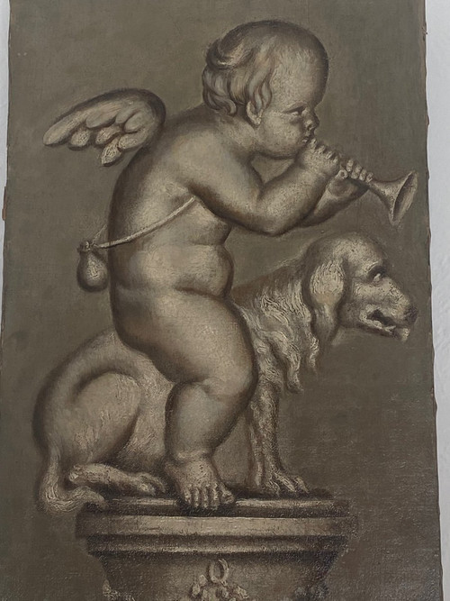 Gemälde – Öl auf Leinwand – Grisaille – Puttis – 18. Jahrhundert
