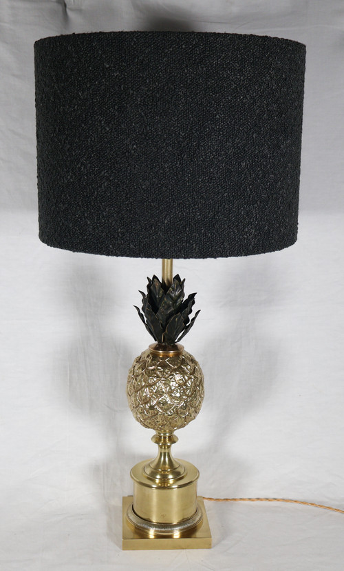 Paire de lampes ananas en bronze doré années 70 