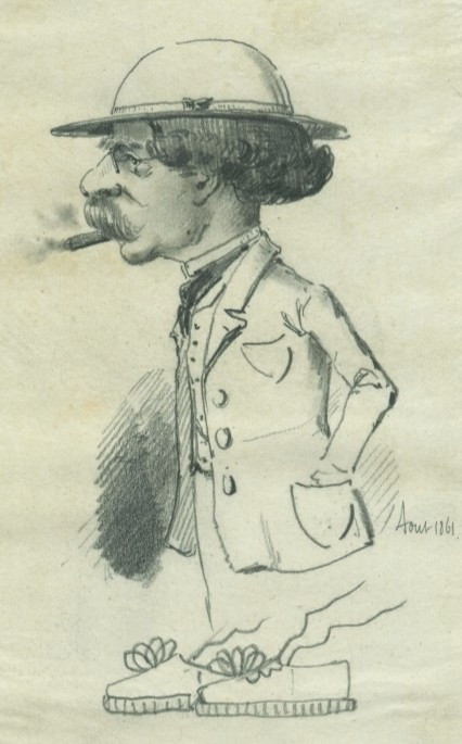 Portrait charge - Caricature - Dessin original ancien