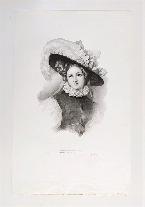 Grévedon Portrait De Femme Lithographie XIXème