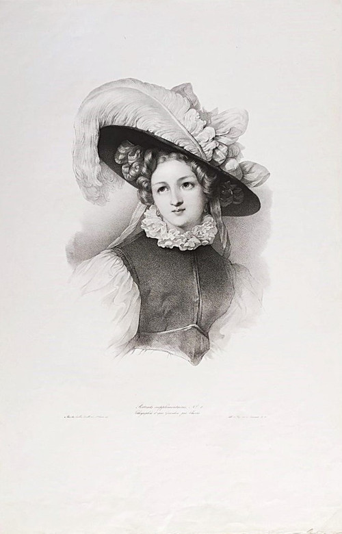 Grévedon Portrait De Femme Lithographie XIXème