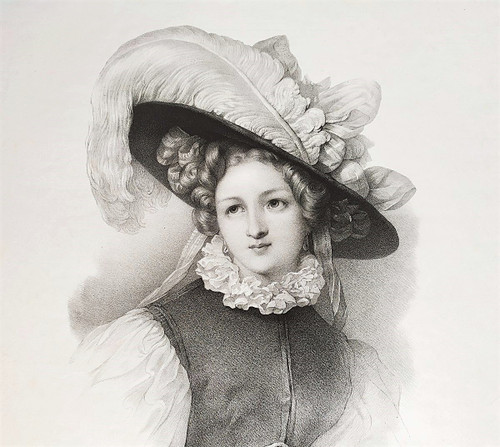 Grévedon Portrait De Femme Lithographie XIXème