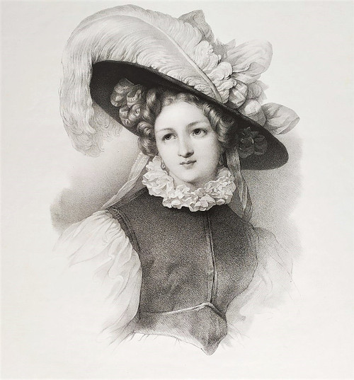 Grévedon Portrait De Femme Lithographie XIXème