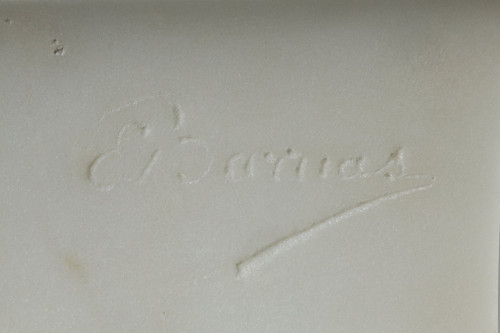 Der kleine Musiker, Große Skulptur aus Carrara-Marmor, signiert von Barrias