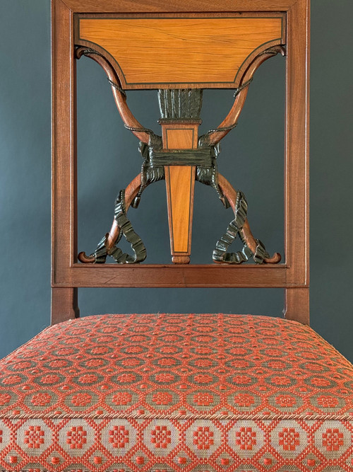 Jacob Frères, exceptional pair of stamped chairs from the Consulat-Empire period