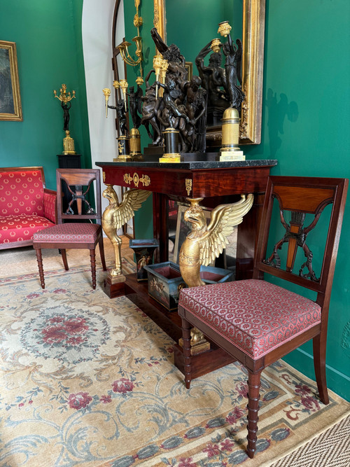 Jacob Frères, exceptional pair of stamped chairs from the Consulat-Empire period