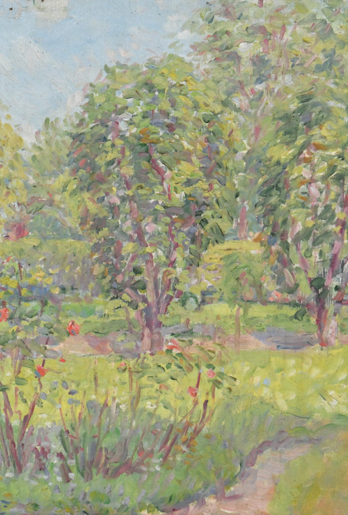 Maurice Léan (20. Jh.) Der blühende Garten Öl auf Leinwand