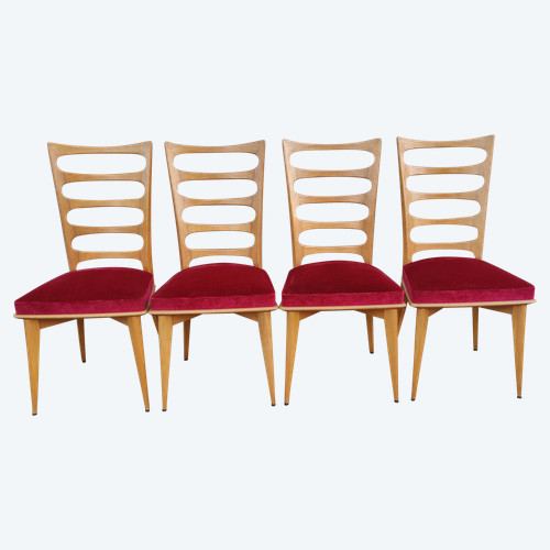 Serie von 4 Stühlen Gaston Poisson Art Deco