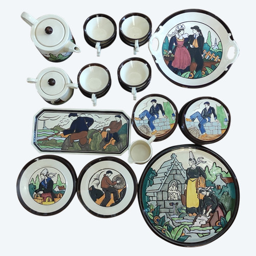 Old Georges Renaud HB Quimper coffee tableware set
