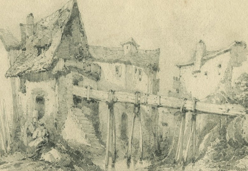 Eugène DESHAYES (1828-1891)  Dessin original ancien