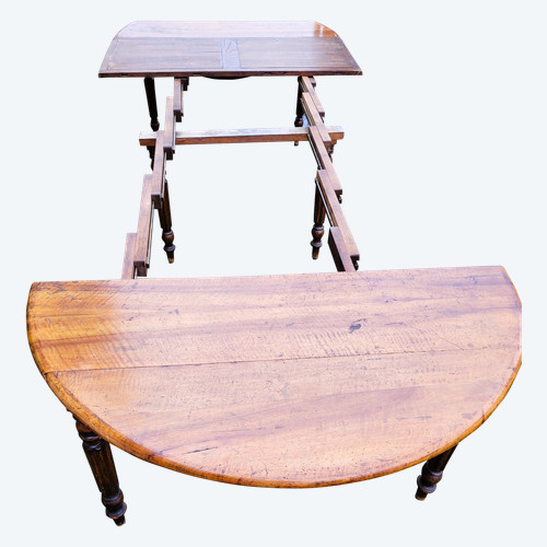 Louis Philippe table 6 legs in walnut 14 people height 70 diam 118 cm