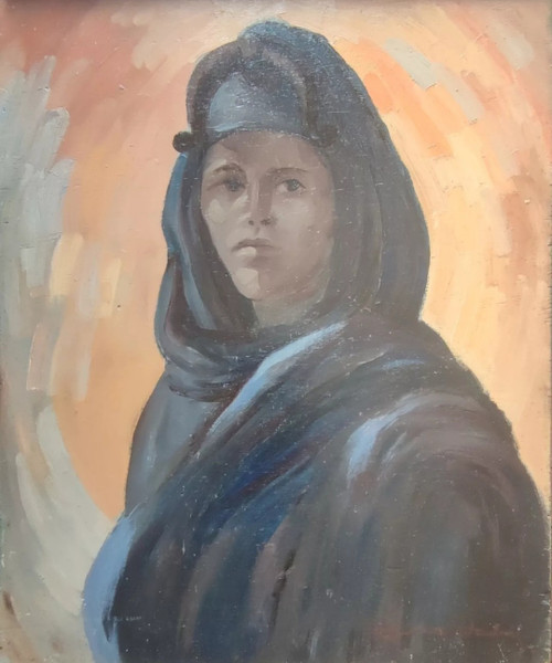 Alte Gemälde/Bilder Auf Holz Porträts afrikanischer Frauen.  Signiert von Gaston Fontaine