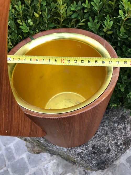 Modernist teak champagne or ice bucket 1960