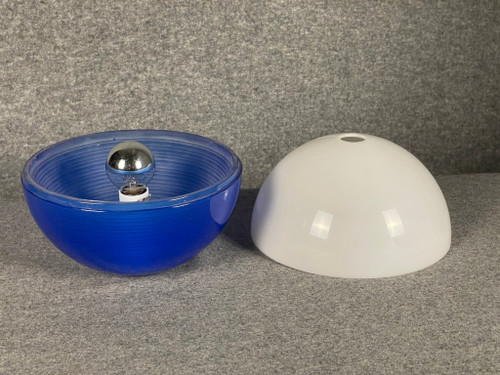 DAUM blue spherical lamp from France in two parts circa 1960
