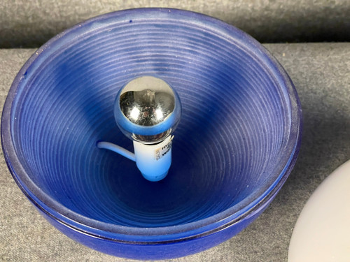 DAUM blue spherical lamp from France in two parts circa 1960