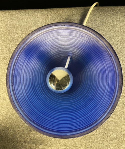 DAUM blue spherical lamp from France in two parts circa 1960