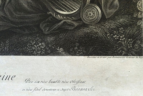 Etching Telemachus And Calypso Mythological Engraving By Beauvarlet 18th C Old Plint