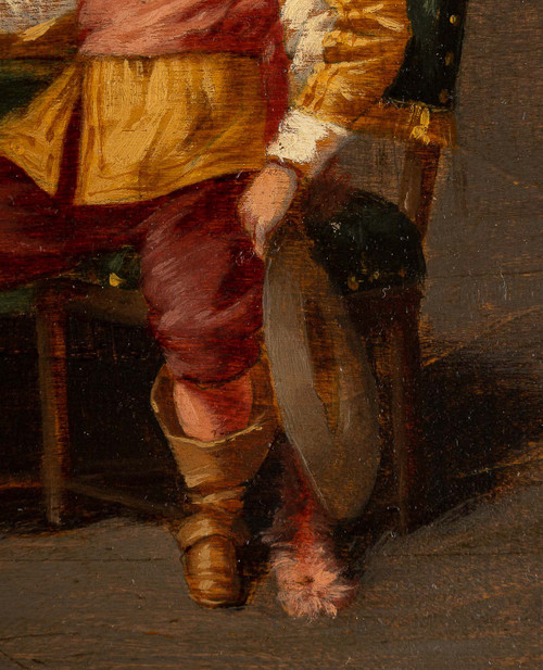 Ludger Larose (1868-1915) Le Tête à Tête huile sur bois XIXème siècle