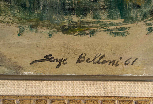 Serge Belloni (1925–2005), bekannt als der Pariser Maler Le Moulin de la Galette, Öl auf Leinwand um 1961