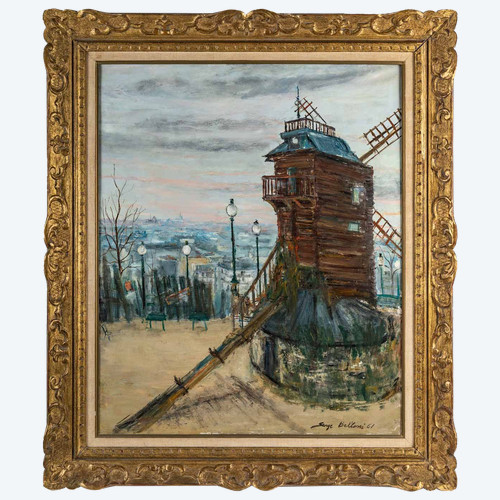 Serge Belloni (1925–2005), bekannt als der Pariser Maler Le Moulin de la Galette, Öl auf Leinwand um 1961