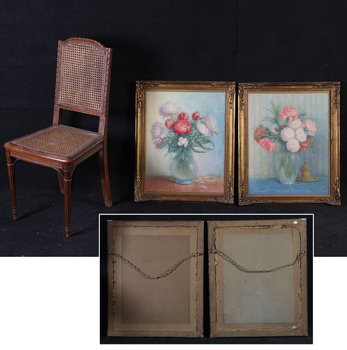 Paire d’aquarelles, bouquet de fleurs, signé : Dallaire, vers 1900