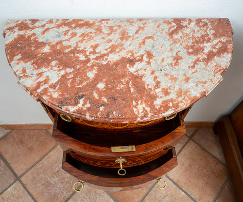 Commode ancienne Demi lune Napoléon III France 19ème siècle.