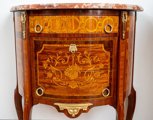Commode ancienne Demi lune Napoléon III France 19ème siècle.