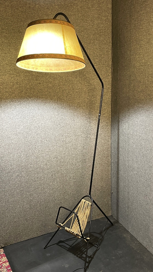 Adjustable floor lamp with magazine rack circa 1950/60