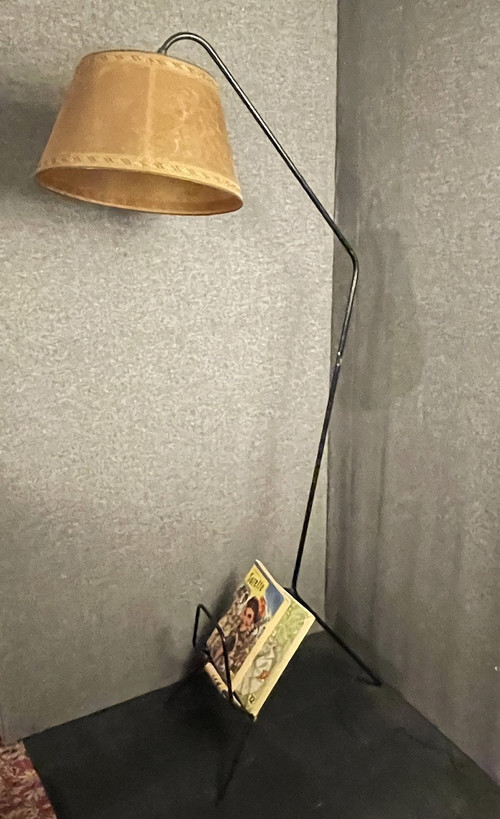 Adjustable floor lamp with magazine rack circa 1950/60