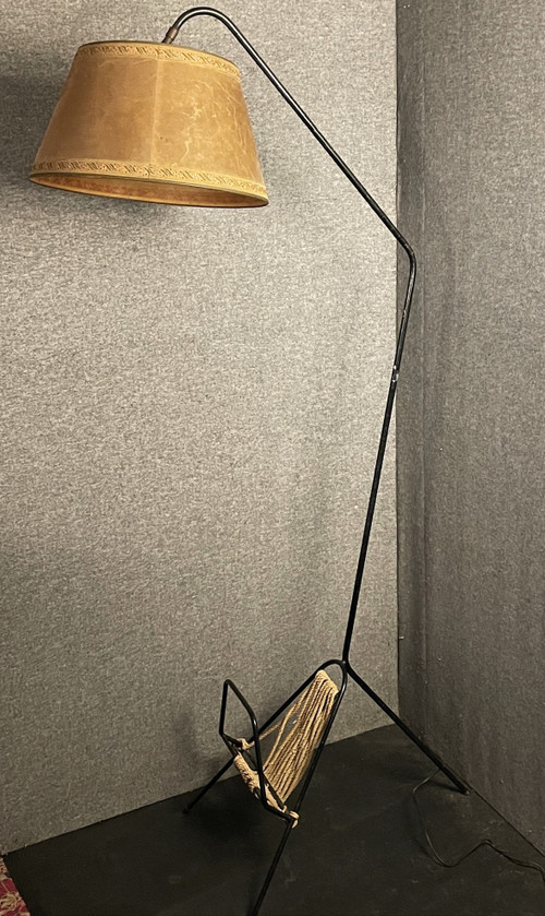 Adjustable floor lamp with magazine rack circa 1950/60
