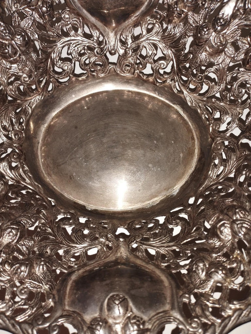 Elégante et grande corbeille, centre de table ancien