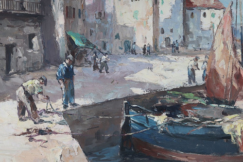 Martigues, 120 cm, Marcel MASSON (Antoine BLANCHARD) 1910/1988, Côte d’Azur, French School