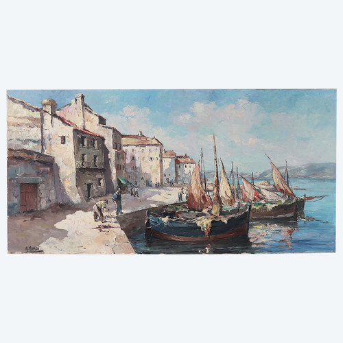 Martigues, 120 cm, Marcel MASSON (Antoine BLANCHARD) 1910/1988, Côte d’Azur, French School
