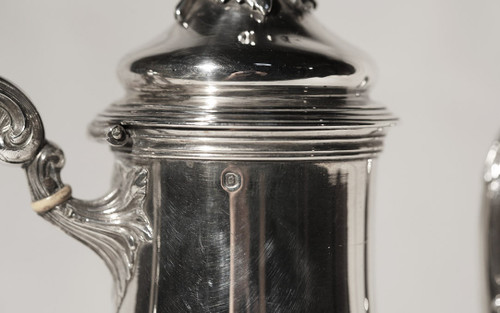  Massive silberne Kaffeemaschine mit Minerva-Punze aus dem 19. Jahrhundert 