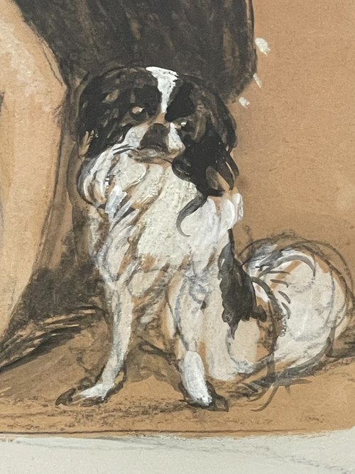 Jean – Gabriel DOMERGUE (1889 – 1962), “Elegante con parasole e cane”