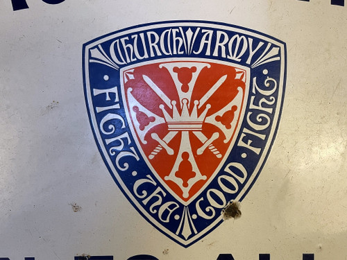 Kirche-Armee-Hütte. Alte emaillierte Plakette aus der Zeit des Ersten Weltkriegs